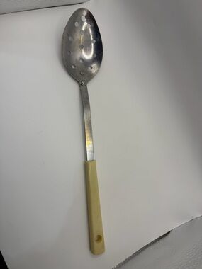 Cream Handled Perforated Skimmer Spoon - Kitchen Straining Utensil